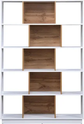 Produktbild von Wohnwand mit 15 Fächern - Weiß & Holzfarben - DALENOR