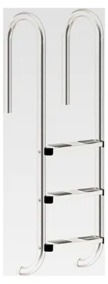 Produktbild von V2A Edelstahl Poolleiter mit 3 Stufen | 50 x 26,5 x 132 cm - Silber | mit Rutschsicherung | Schwimmbadleiter für Pool und Schwimmbecken