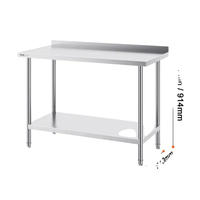 Obrázek produktu pro Pracovní deska z nerezové oceli, třístupňově nastavitelné police, tloušťka 0,8 mm, 24x48 palců