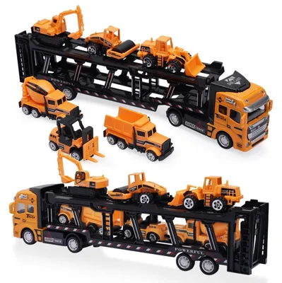 Immagine prodotto di Solidchoice - Set di camion giocattolo 7-in-1 con mini veicoli da costruzione