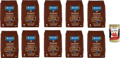 Produktbild von De Cecco Integrale Fusilli Giganti N° 234, Pasta integrale, Vollkornnudeln, 10x 500g + Italian Gourmet polpa 400g
