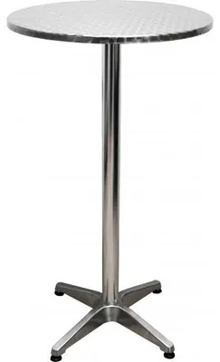 Produktbild von Bistrotisch 60 x 110 cm – Bartisch mit runder, klappbarer Tischplatte – Höhenverstellbar– Gartentisch aus Aluminium in Silber