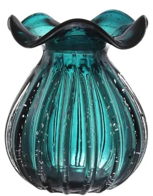 Produktbild von Casa Padrino Glas Vase / Blumenvase Grün Ø 23 x H. 27 cm - Luxus Wohnzimmer Deko