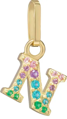 Produktbild von Buchstabe N Kettenanhänger – 333 Gelbgold 12,3x8,8mm mit Zirkonia bunt