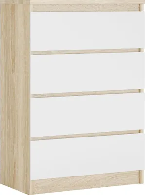 Produktbild von Kommode mit 4 Schubladen, Farbe: Sonoma-Eiche / Mattweiß, 70 x 101 x 39 cm