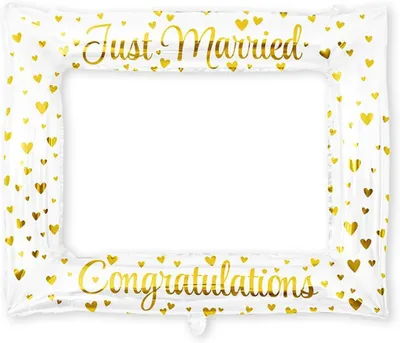 Productafbeelding van Fotoframe "Net Gehuwd", 85 x 66 cm, wit en goud, decoratie voor bruiloften