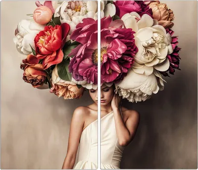 Produktbild von Spritzschutz Herdabdeckplatte Schneidebrett aus Glas Blumenhut Portrait 2-Teilig (60x52cm)