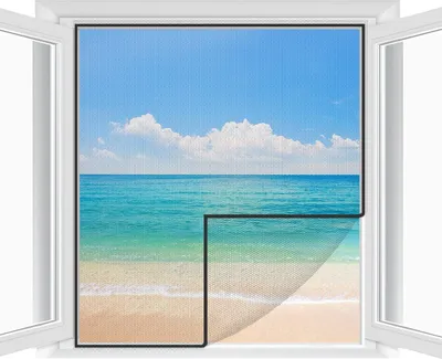 Produktbild von Schaufenster-ZubehörFliegengitter Fenster 2-er Set 180 * 150cm | Zuschneidbar ohne Bohren Klebmontage | Insektenschutz Fenster Fliegenvorhang Moskitonetz, Weiß
