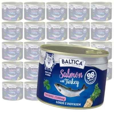 Zdjęcie produktu dla Baltica Excellent Łosoś z Indykiem 24x185g Bezzbożowa Mokra Karma Dla Kota