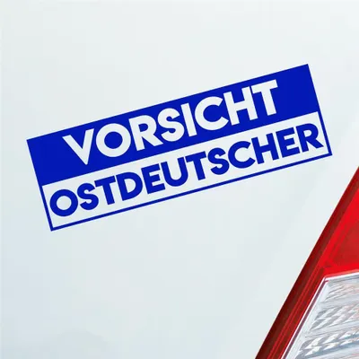 Produktbild von Auto Aufkleber Vorsicht Ostdeutscher Ostdeutschland Ossi 19x6 cm Dunkelblau Sticker Heckscheibenaufkleber