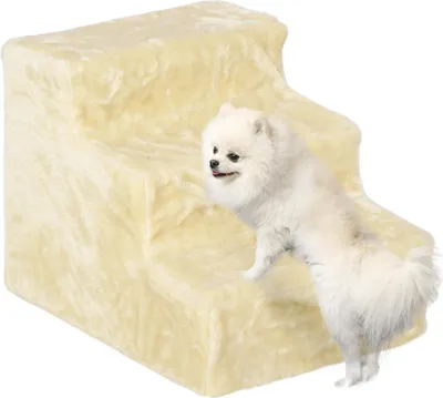 Image de Escalier pour chien - 3 marches - hauteur 35 cm - pour lit et canapé - sûr - jaune clair