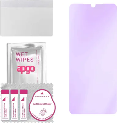 Produktbild von apgo Hybrid Schutzglas, kompatibel mit Samsung Galaxy A22 5G, Anti-Blue, 9H Härte, toller Ersatz für Hartglas, kratzfester Displayschutzglas, Displayschutz, Full Glue