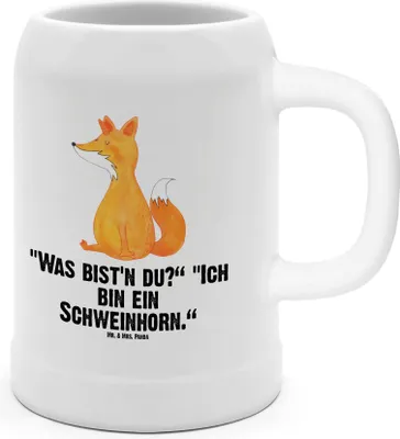 Produktbild von Mr. & Mrs. Panda Krug Einhorn Fuchs - Weiß - Geschenk, Bier Seidel, Einhörner, Deko, Steinbierkrug, Unicorns, Fuchshörnchen, Füchse, Steinkrug, Humpen