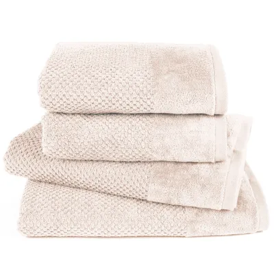 Produktbild von Pure Label 4-TLG Handtücher Set mit Aufhängeschlaufen aus Baumwolle, saugstark und weich - 2xBadetuch 70x140 cm 2xHandtuch 50x100cm, Creme