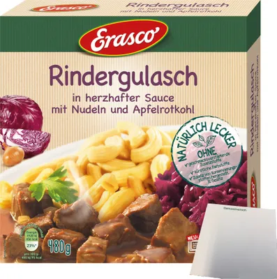 Produktbild von Erasco Menü Rindergulasch (480g Packung) + usy Block