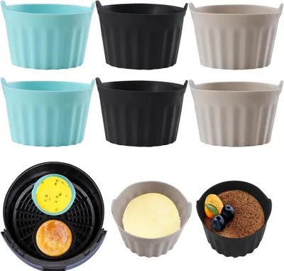 Produktbild von Set 6 Silikonformen für Heißluftfritteuse und Backen, Fritteuse Zubehör