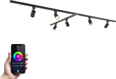Image de HOFTRONIC - Kit système de rails 3 x 1 m 6 spots RGBWW GU10 IP20 Noir