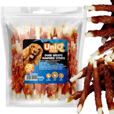 Immagine prodotto di Snack per cani, snack anatra su bastoncino di manzo UniQ Pets 500 g