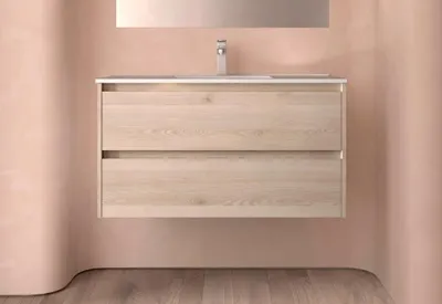 Image de MEUBLE SOUS-VASQUE BALTIQUE 1000, 2 tiroirs + vasque blanche