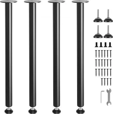 Productafbeelding van Famanu set van 4 tafelpoten - 762 mm hoog, met montageplaat, van staal, mat zwart