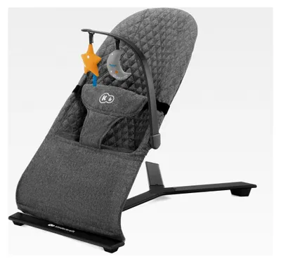 Produktbild von MIMI Babywippe mit Spielbügel und 2 Spielzeugen, verstellbare Rückenlehne, weiches Material, minimalistisches skandinavisches Design, zusammenklappbar, grau