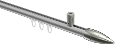 Produktbild von Interdeco Innenlaufstange / Gardinenstange mit Innenlauf Silbergrau / Edelstahl-Optik, Typ Sonius Samanto (Rillenpatrone) Deckenmontage, 20 mm Ø 1-läufig, 160 cm