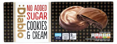 Produktbild von Diablo Cookies & Cream Kekse ohne Zuckerzusatz 128 g, Brownie-Creme