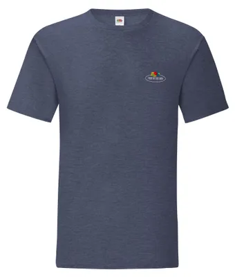 Produktbild von Fruit of the Loom Iconic 150 T-Shirt mit Vintage-Logo auf der Brust Farbe: vintage navy meliert - Vintage-Logo klein Größe: L