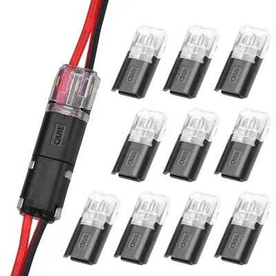 2-polige Schnellkrimp-Steckverbinder, 10 Stück, 18-24 AWG, schwarz