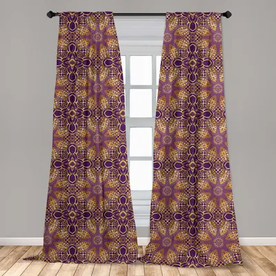 Zdjęcie produktu dla Abakuhaus, zasłony okienne, wzór w stylu boho, zestaw składający się z 2 elementów, wymiary 150 x 175 cm