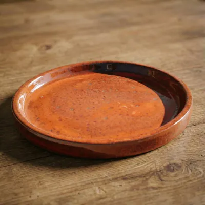 Produktbild von Provencelia Keramik Untersetzer Base r Orange, Ø40 x H5 cm, frostbeständig, handgefertigt, glasiert, Outdoor, Garten, Terrasse, winterfest