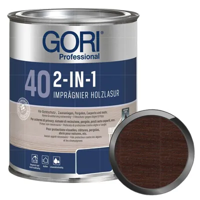 Produktbild von GORI 40 2in1 Holzlasur 0,75 Liter NUSSBAUM Imprägnierlasur Dünnschichtlasur Wetterschutzlasur