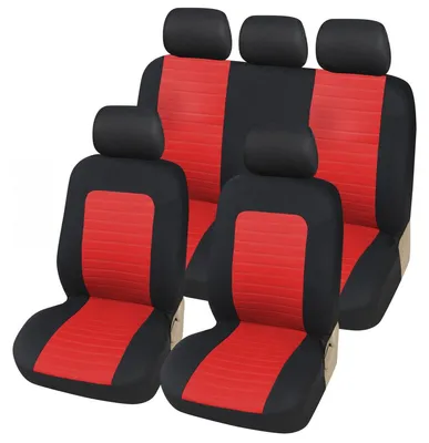 Produktbild von Universelle Autositzbezüge, Komplettset, Rot/Schwarz