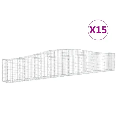 Produktbild von vidaXL Gabionen mit Hochbogen 15 Stk. 400x30x60/80 cm Verzinktes Eisen