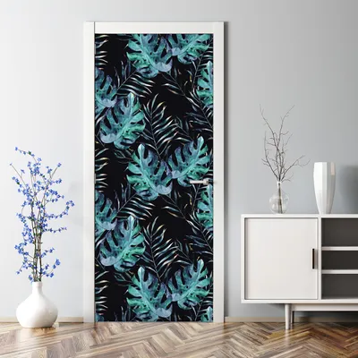 Produktbild von Dekorative Türtapete selbstklebend Klebefolie Türposter Türaufkleber Tropische Blätter 77 x 200 cm