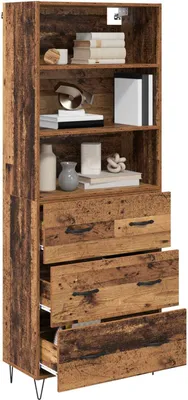 Image de vidaXL Buffet haut avec tiroirs, 2 pièces, bois recyclé, aggloméré