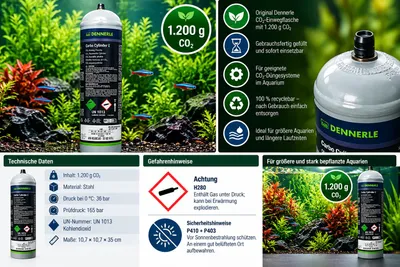 Produktbild von Dennerle CO2 Einwegflasche, 1.200 g, CO2-Zylinder