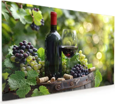 Produktbild von Küchenrückwand Spritzschutz Glas mit Motiv Wein Und Trauben 40 x 40 cm