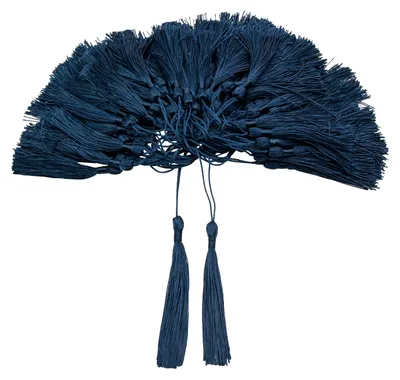 100 Polyester-Quasten, dunkelgrünblau, 13 cm, mit Schlaufe