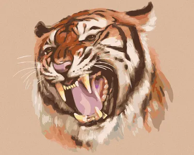Produktbild von Zuty - Malen nach Zahlen - BRÜLLENDER TIGER PORTRÄT (D. RUSTY RUST), 40x50 cm, mit Keilrahmen (bereits gespannt)