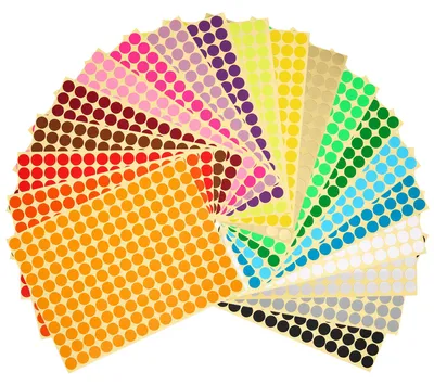 3300 runde Aufkleber, bunt, 20 Farben, 10 mm, selbstklebend