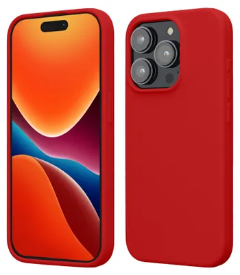 Produktbild von kwmobile Handyhülle für iPhone 15 Pro Hülle, für iPhone 15 Pro Case - Hülle Silikon - kabelloses Laden - Klassisch Rot