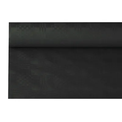 Produktbild von PAPSTAR Papiertischtuch mit Damastprägung 8 m x 1,2 m schwarz | Folie (1 Rolle)