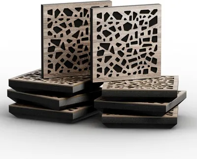 Immagine prodotto di 8 pezzi – Pannello acustico piccolo | Pannello fonoassorbente da parete | Riduzione del rumore | Assorbimento | Diffusione | 25x25x5 cm [Sonoma | P32-Mini]