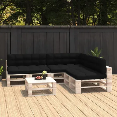 Produktbild von PUEAZU Palettensofa-Auflagen 7 Stk. Schwarz - Gartenmöbelauflagen &32212