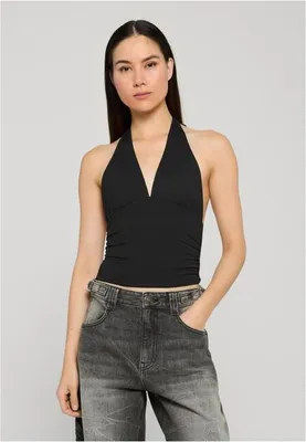 Produktbild von Urban Classics Neckholder Damen Ladies Polyamide Jersey Neckholder Top schwarz L