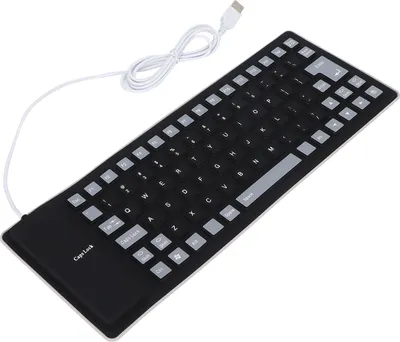 Obrázek produktu pro Silikonová klávesnice – plně utěsněná konstrukce, lehká, přenosná, tichá, měkká a pohodlná, kabelová USB klávesnice pro PC, černá
