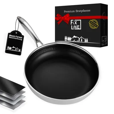 Produktbild von FIXLINE® Bratpfanne 28cm im Black Forest Design - keramische Beschichtung - hoher Rand 6,5cm - alle Herdarten inkl. Induktion - Backofen geeignet