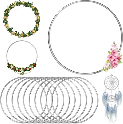 Imagen del producto de Aros metálicos para atrapasueños, de 10 cm de diámetro, paquete de 10 unidades, ideales para manualidades y decoración