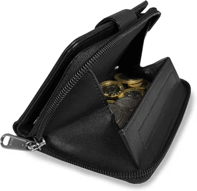 Obrázek produktu pro Dámská peněženka z měkké kůže, elegantní design, rozměry 14,5 x 9 x 2 cm, určená pro karty a bankovky